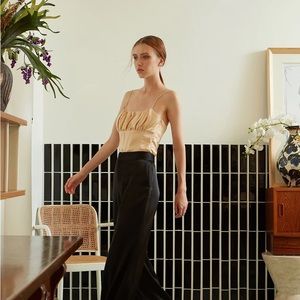 Zara Gold Ruched Silk Top